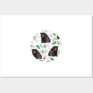 Watercolor Black Bear | Pattern | Animals Posters and Art